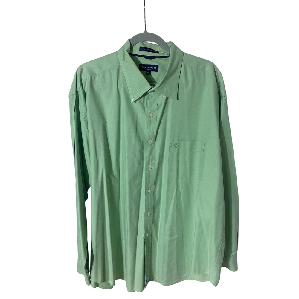Austin Reed Regent Shirt XXL Green Oxford  Mens XXL Long Sleeve Button